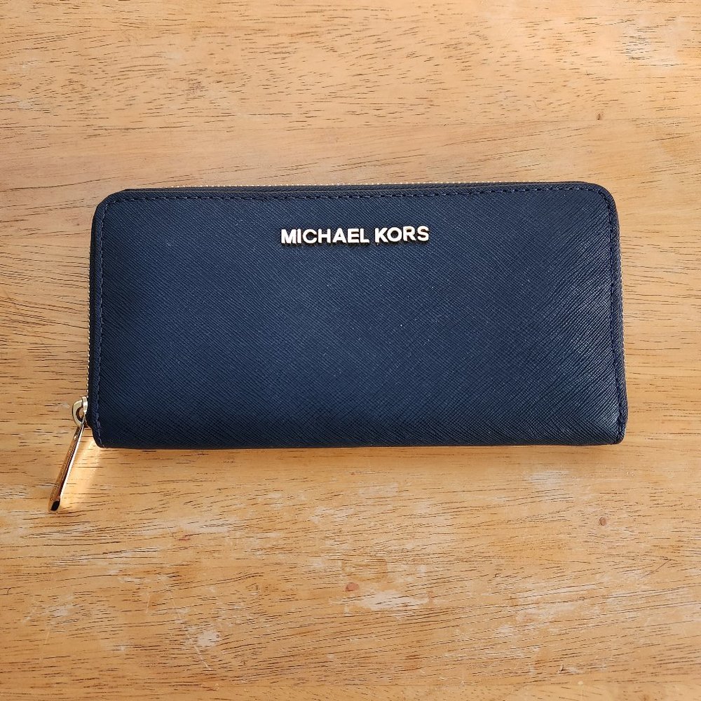 Michael Kors Continental Leather Wallet, Dark Blue